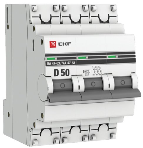 Выключатель автоматический EKF PROxima ВА47-63 3п 50А D 6кА картинка
